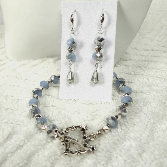 HANDMADE~Lavender & Silver Crystals Set - Picture 1 of 6